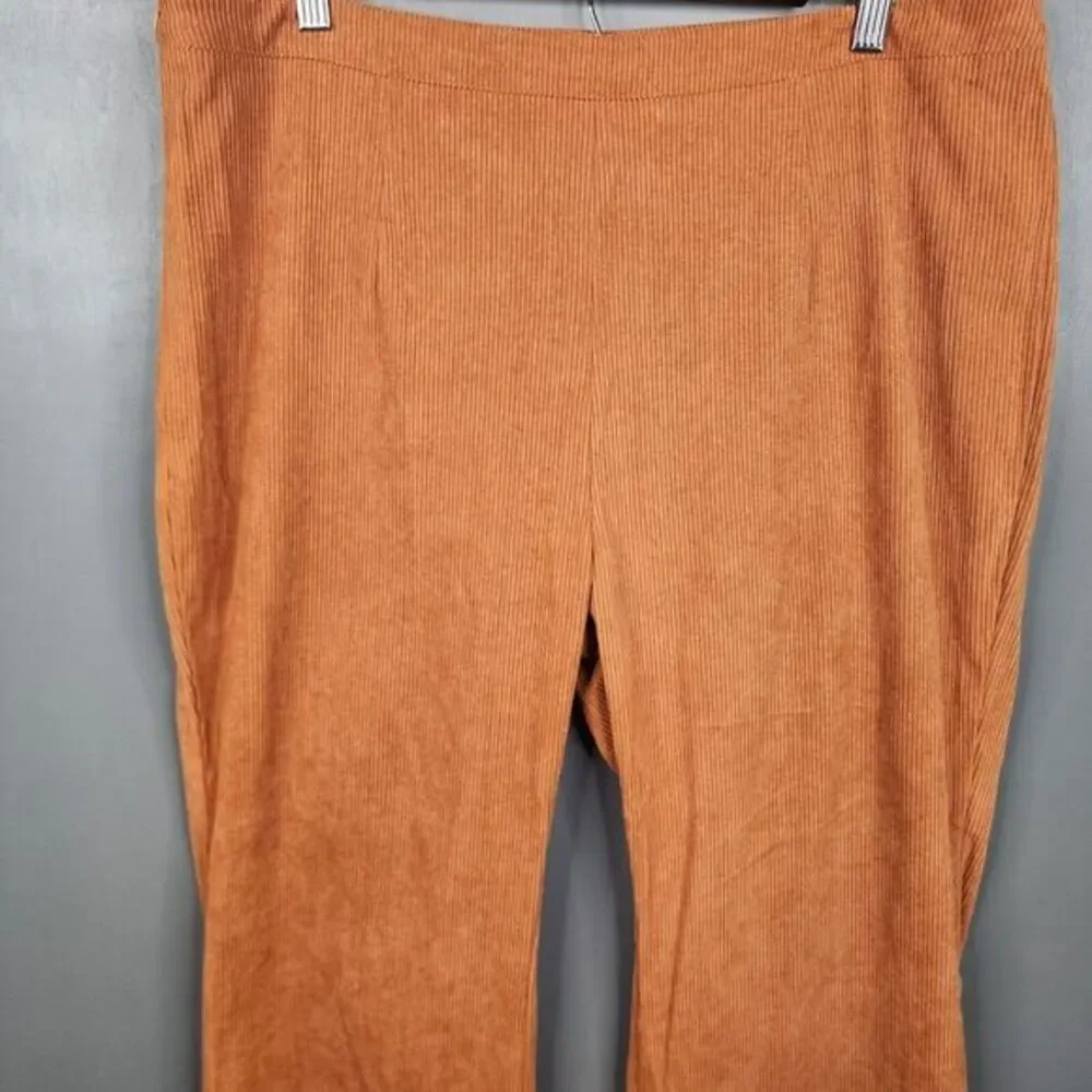 NEW Noracora Women's  XXL Corduroy‎ Pants Burnt Orange Pull-On Wide-Leg Pleated